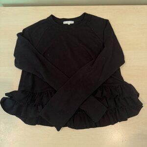Truly Madly Deeply Black Long Sleeve Sweater w/ Peplum Tiered Bottom Size Large